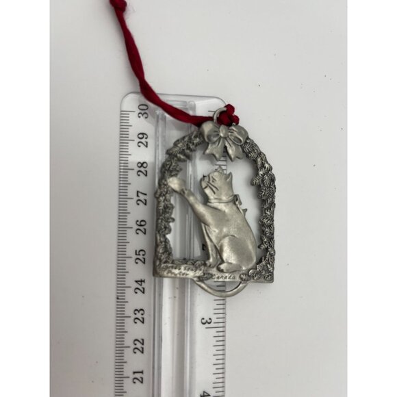 Christmas Ornament Cat Seagull Pewter Bow Garland 1965 - Picture 1 of 1